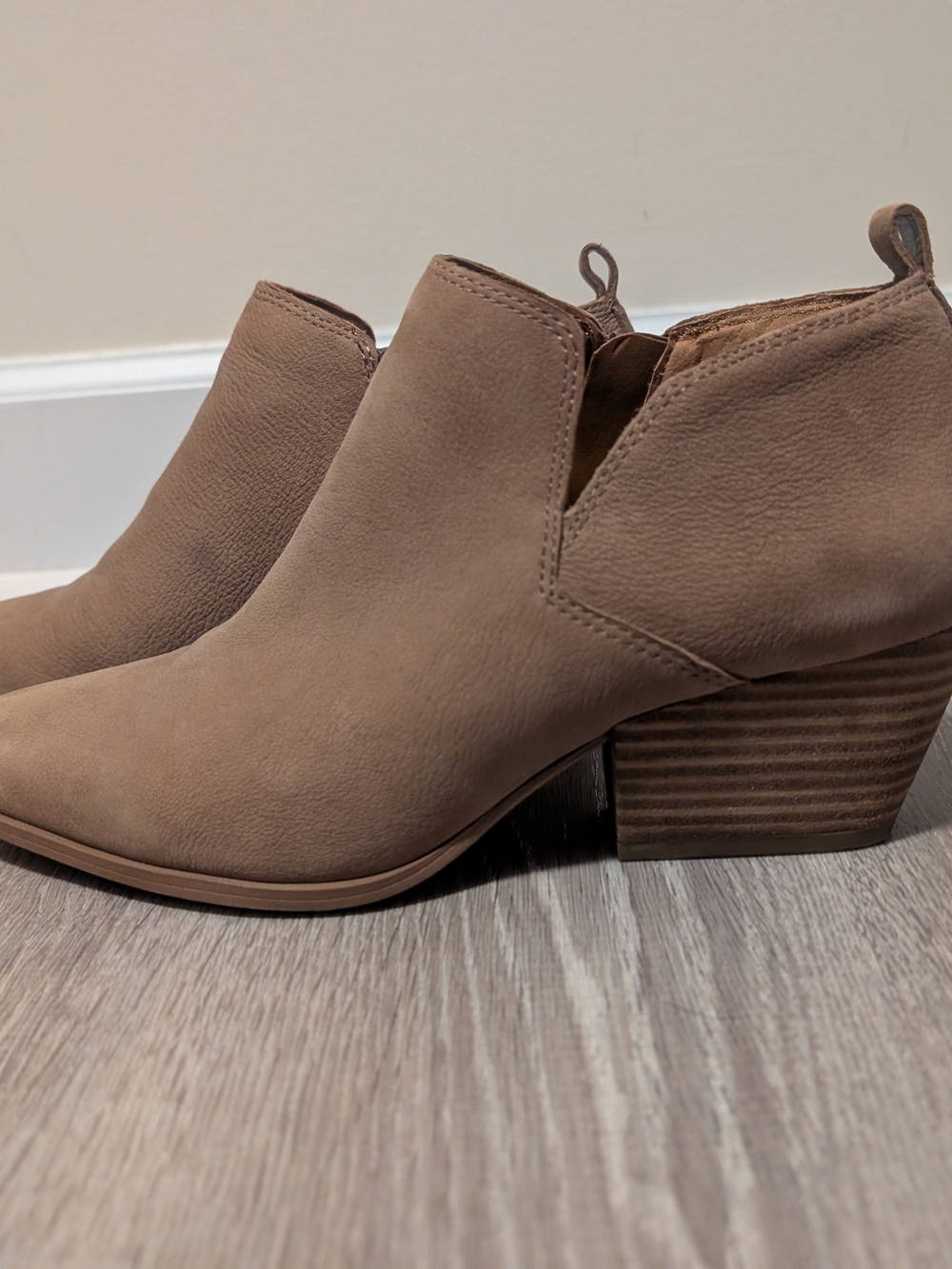 Franco Sarto Taupe Slip-On Ankle Booties